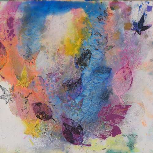 Jardin ardent 2-1, de Akira Inumaru, 2024, techniques mixtes 40 x 80 cm