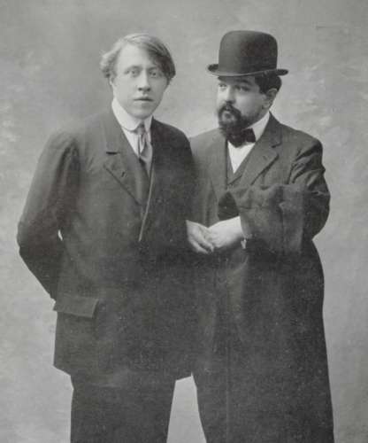 André Caplet (à gauche) et Claude Debussy (à droite)