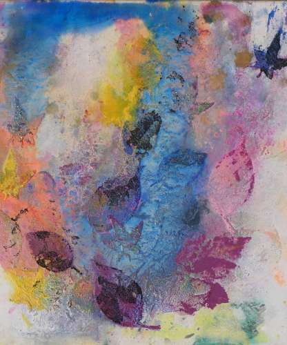 Jardin ardent 2-1, de Akira Inumaru, 2024, techniques mixtes 40 x 80 cm
